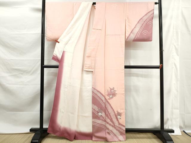 平和屋着物■訪問着　駒刺繍　絞り　几帳花文　正絹　逸品　DABK6161qa