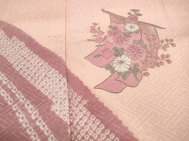 平和屋着物■訪問着　駒刺繍　絞り　几帳花文　正絹　逸品　DABK6161qa