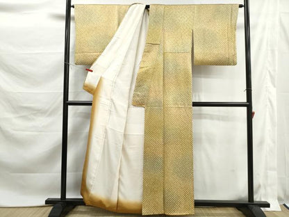 平和屋着物■上質な小紋　総絞り　鹿の子文　暈し染め　正絹　逸品　DABK6164qa