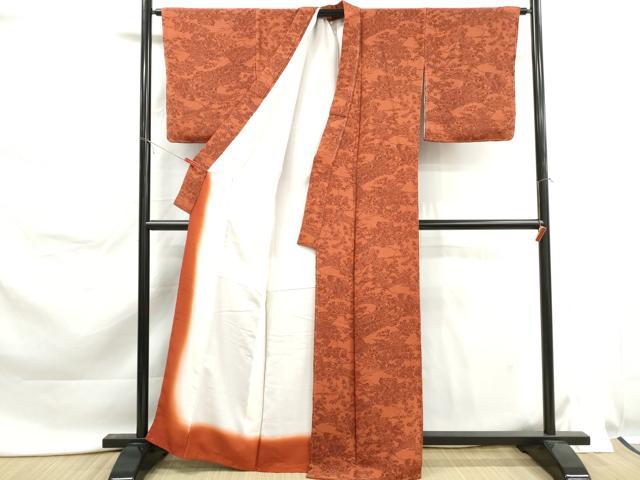 平和屋着物■上質な小紋　風景花文　鬼しぼ縮緬　正絹　逸品　未使用　DABK6167qa