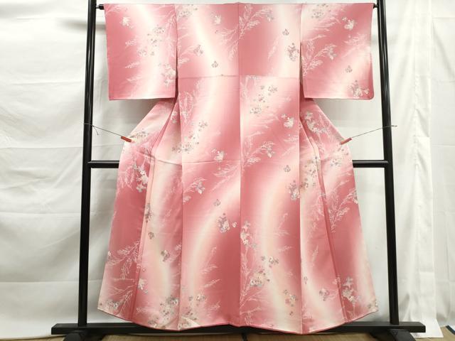 平和屋着物■上質な小紋　枝花文　暈し染め　正絹　逸品　DABK6172qa