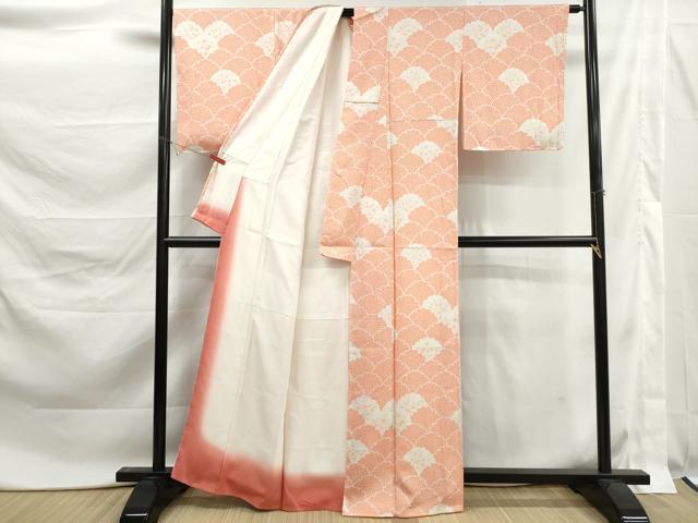 平和屋着物■上質な小紋　雪輪花青海波文　正絹　逸品　DABK6173qa