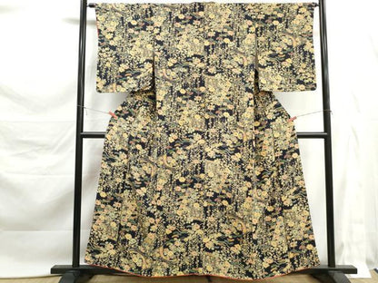 平和屋着物■上質な小紋　花松文　正絹　逸品　DABK6175qa