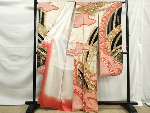 平和屋着物■豪華振袖　絞り　舞花文　暈し染め　金彩　正絹　逸品　DABK6198qa
