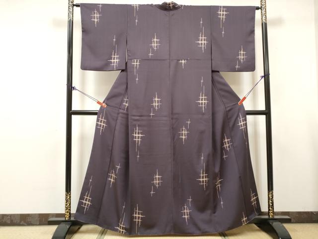 平和屋着物■小紋　井桁絣　洗える着物　DABK6230qa