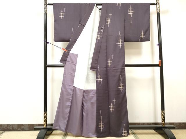 平和屋着物■小紋　井桁絣　洗える着物　DABK6230qa
