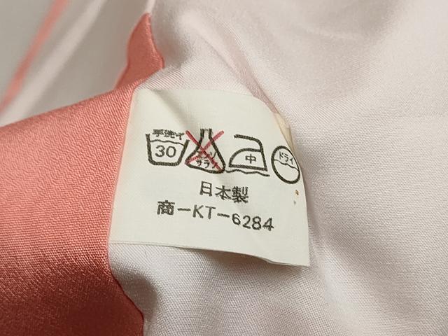 平和屋着物■色無地　菱唐草地紋　赤香色　洗える着物　DABK6236qa