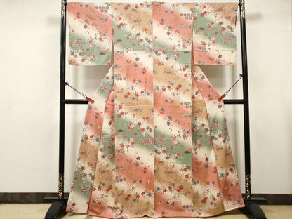 平和屋着物■上質な小紋　鳳凰花文　鮫小紋柄　暈し染め　金彩　正絹　逸品　DABK6245qa