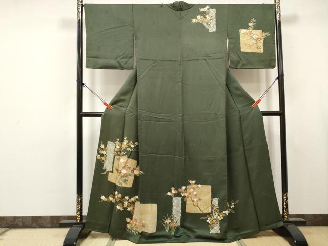 平和屋着物■訪問着　刺繍　絞り　枝花文　金銀彩　正絹　逸品　DABK6269qa