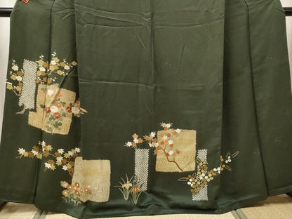 平和屋着物■訪問着　刺繍　絞り　枝花文　金銀彩　正絹　逸品　DABK6269qa