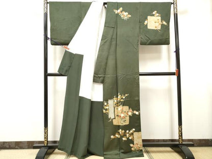 平和屋着物■訪問着　刺繍　絞り　枝花文　金銀彩　正絹　逸品　DABK6269qa