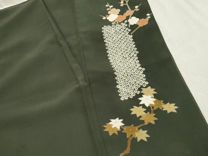 平和屋着物■訪問着　刺繍　絞り　枝花文　金銀彩　正絹　逸品　DABK6269qa