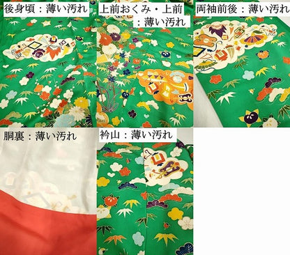 平和屋着物■訪問着　駒刺繍　宝尽くし花文　松竹梅　金彩　正絹　逸品　DABK6278qa