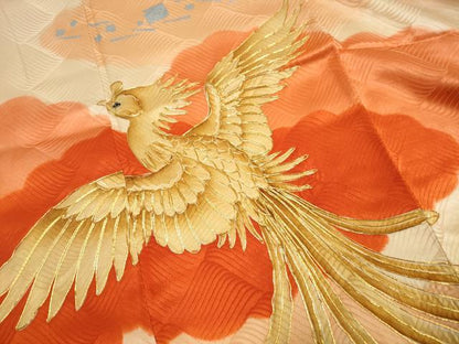 平和屋着物■豪華振袖　駒刺繍　雲取り鳳凰文　暈し染め　金彩　正絹　逸品　DABK6279qa