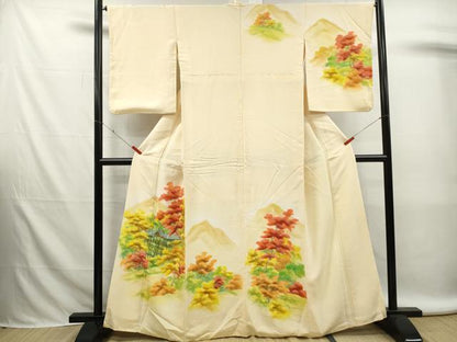 平和屋着物■訪問着　手描き　風景樹林文　暈し染め　正絹　逸品　DABK6280qa