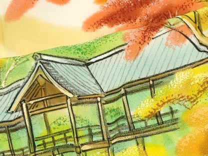 平和屋着物■訪問着　手描き　風景樹林文　暈し染め　正絹　逸品　DABK6280qa