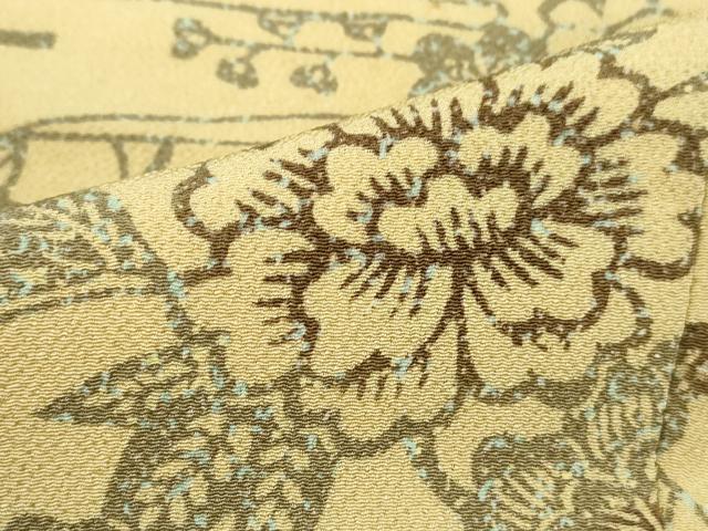 平和屋着物■上質な小紋　流水花文　松竹梅　鬼しぼ縮緬　正絹　逸品　DABK6281qa