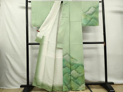 平和屋着物■訪問着　霞重ね山文　暈し染め　正絹　逸品　DABK6282qa