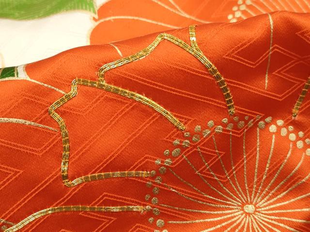 平和屋着物■豪華振袖　駒刺繍　枝花文　金彩　正絹　逸品　DABK6289qa