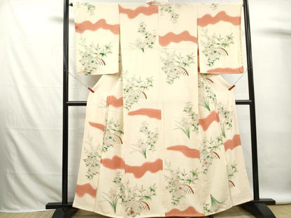 平和屋着物■上質な小紋　草花文　暈し染め　金彩　正絹　逸品　DABK6290qa