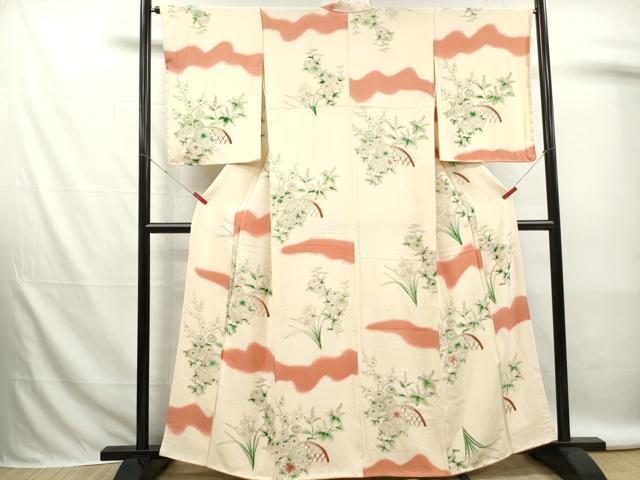 平和屋着物■上質な小紋　草花文　暈し染め　金彩　正絹　逸品　DABK6290qa