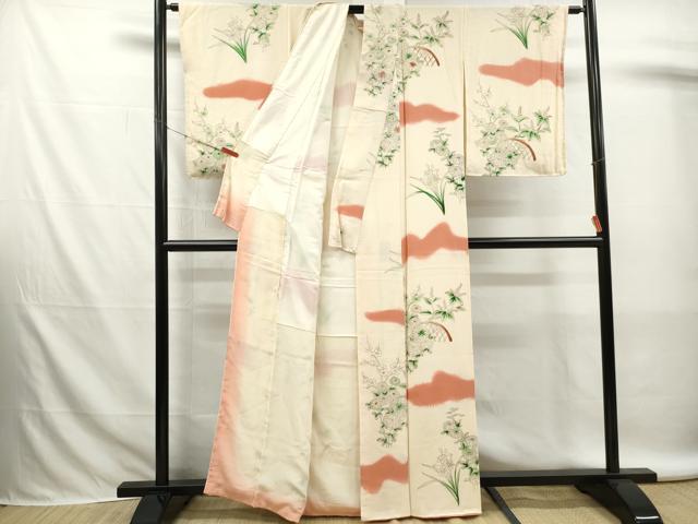 平和屋着物■上質な小紋　草花文　暈し染め　金彩　正絹　逸品　DABK6290qa