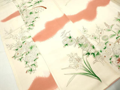 平和屋着物■上質な小紋　草花文　暈し染め　金彩　正絹　逸品　DABK6290qa
