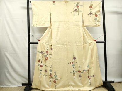 平和屋着物■訪問着　駒刺繍　舞花文　金銀彩　正絹　逸品　DABK6295qa