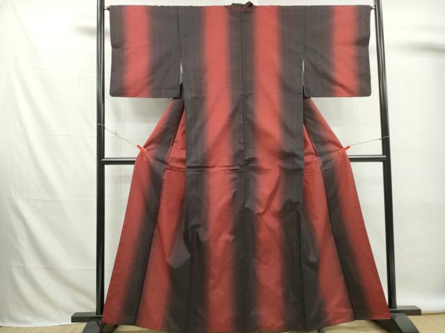 平和屋着物■本場縞大島紬　間道　正絹　逸品　DABK6297qa