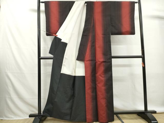 平和屋着物■本場縞大島紬　間道　正絹　逸品　DABK6297qa