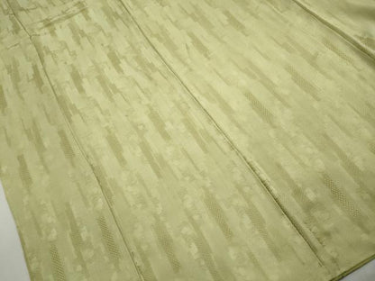 平和屋着物■上質な色無地　抽象地紋　若葉色　正絹　逸品　DABK6300qa