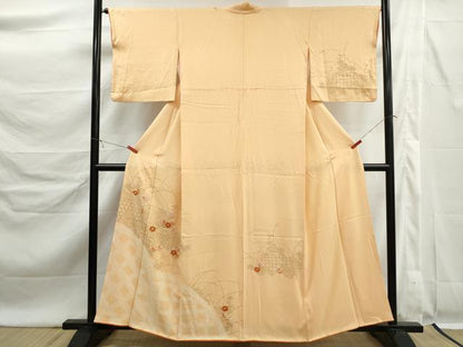 平和屋着物■訪問着　絞り　刺繍　風景草花文　正絹　逸品　DABK6302qa