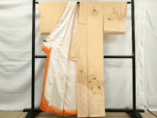 平和屋着物■訪問着　絞り　刺繍　風景草花文　正絹　逸品　DABK6302qa