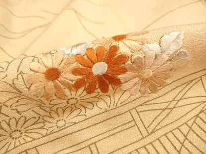 平和屋着物■訪問着　絞り　刺繍　風景草花文　正絹　逸品　DABK6302qa