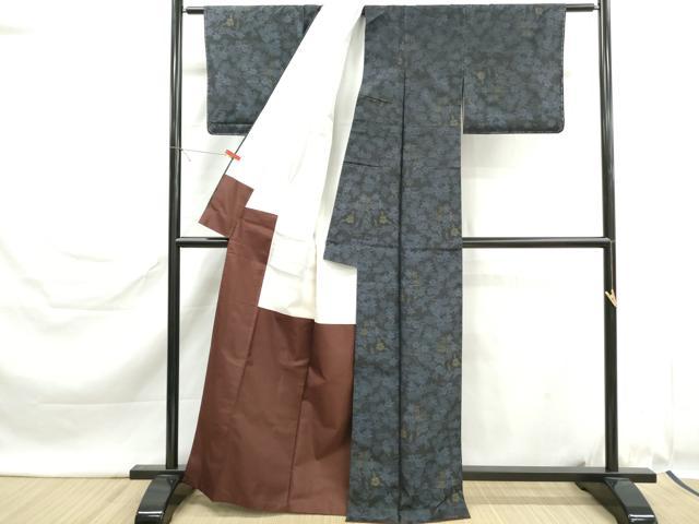 平和屋着物■本場大島紬　草花文　正絹　逸品　DABK6303qa