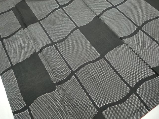 平和屋着物■本場大島紬　7マルキ　格子文　正絹　逸品　DABK6305qa
