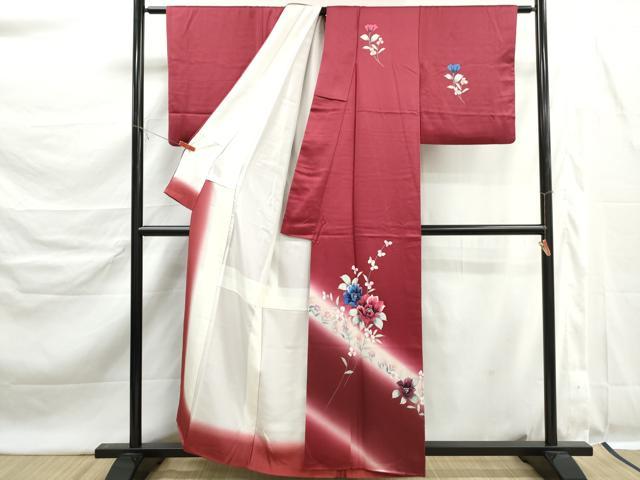 平和屋着物■訪問着　枝花文　暈し染め　正絹　逸品　DABK6306qa