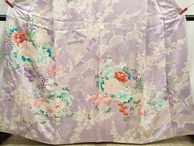 平和屋着物■訪問着　刺繍　草花文　牡丹　暈し染め　銀彩　正絹　逸品　DABK6310qa