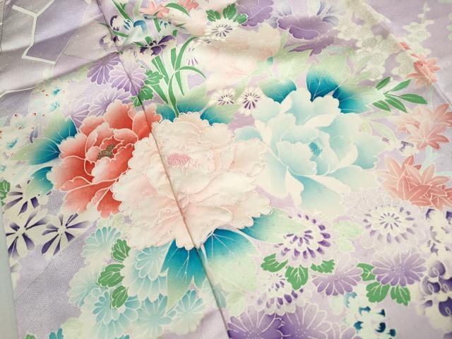 平和屋着物■訪問着　刺繍　草花文　牡丹　暈し染め　銀彩　正絹　逸品　DABK6310qa