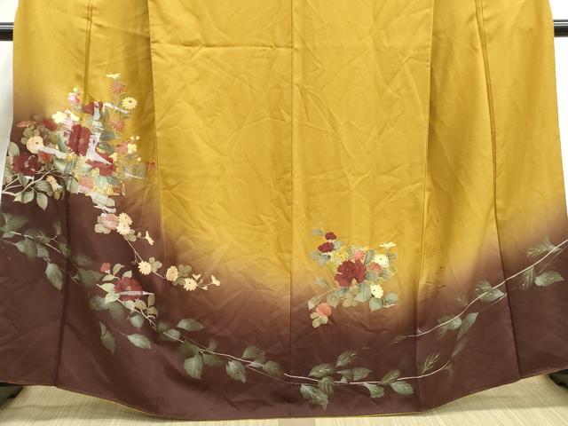 平和屋着物■訪問着　地紙枝花文　椿　暈し染め　金銀彩　正絹　逸品　DABK6312qa