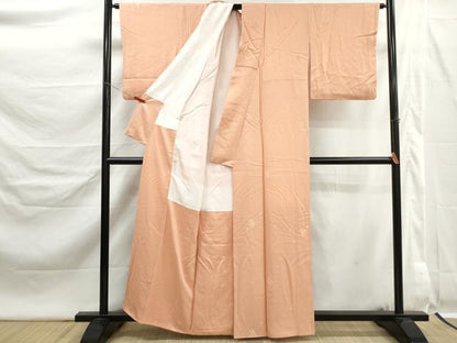 平和屋着物■上質な色無地　草花地紋　洒落柿色　正絹　逸品　DABK6313qa