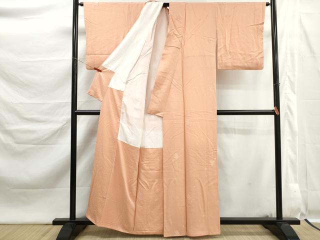 平和屋着物■上質な色無地　草花地紋　洒落柿色　正絹　逸品　DABK6313qa