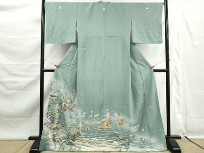 平和屋着物■豪華色留袖　友禅　作家物　飛鶴風景文　暈し染め　正絹　逸品　DABK6321qa
