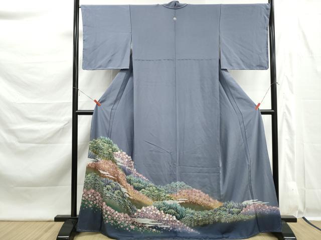 平和屋着物■豪華色留袖　友禅　風景樹林文　暈し染め　正絹　逸品　DABK6322qa