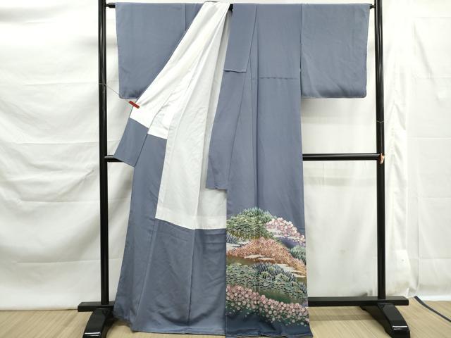 平和屋着物■豪華色留袖　友禅　風景樹林文　暈し染め　正絹　逸品　DABK6322qa