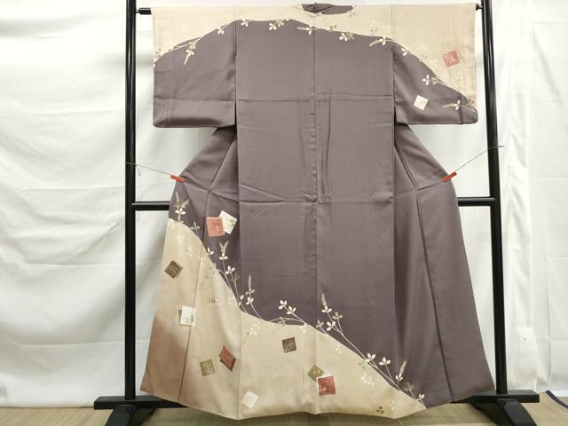 平和屋着物■訪問着　刺繍　重ね色紙花文　暈し染め　金彩　正絹　逸品　DABK6331qa