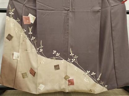 平和屋着物■訪問着　刺繍　重ね色紙花文　暈し染め　金彩　正絹　逸品　DABK6331qa