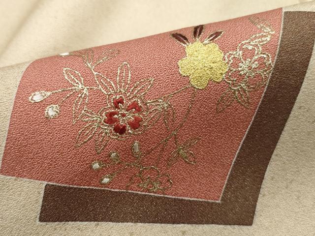 平和屋着物■訪問着　刺繍　重ね色紙花文　暈し染め　金彩　正絹　逸品　DABK6331qa