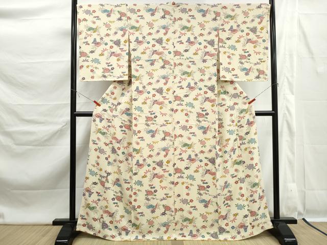 平和屋着物■上質な小紋　型染め　松竹梅　三越扱い　正絹　逸品　DABK6341qa