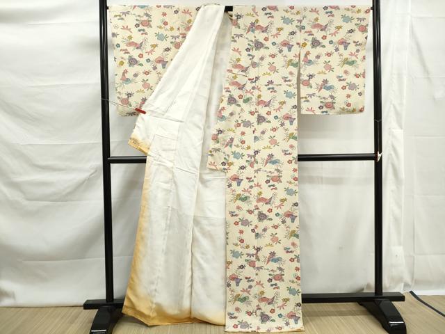 平和屋着物■上質な小紋　型染め　松竹梅　三越扱い　正絹　逸品　DABK6341qa